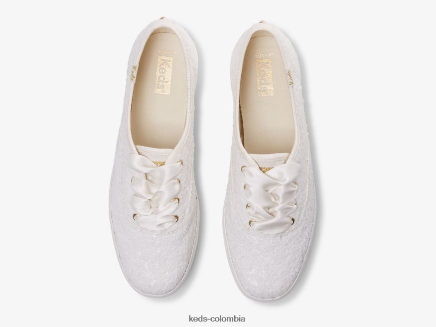 RF0RND179 zapatillas campeon con lentejuelas blanquecino mujer Keds