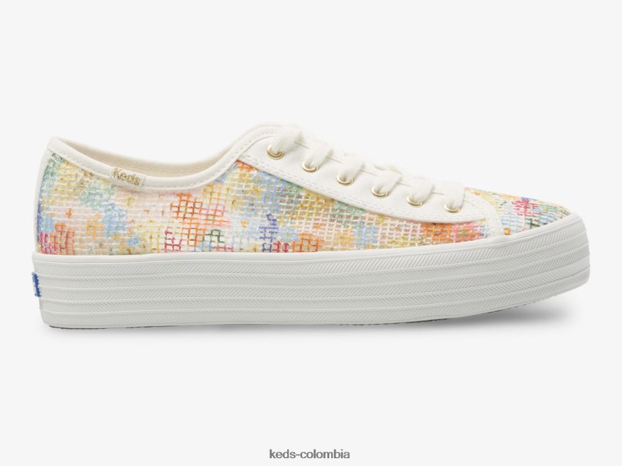 RF0RND181 triple patada de malla margaux blanco multicolor mujer Keds x Rifle Paper Co.