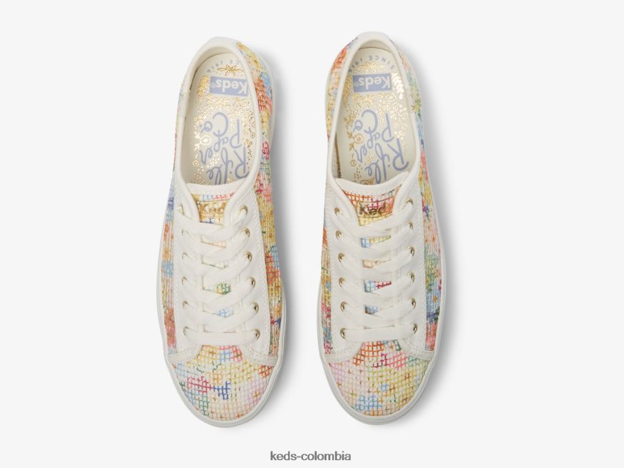 RF0RND181 triple patada de malla margaux blanco multicolor mujer Keds x Rifle Paper Co.