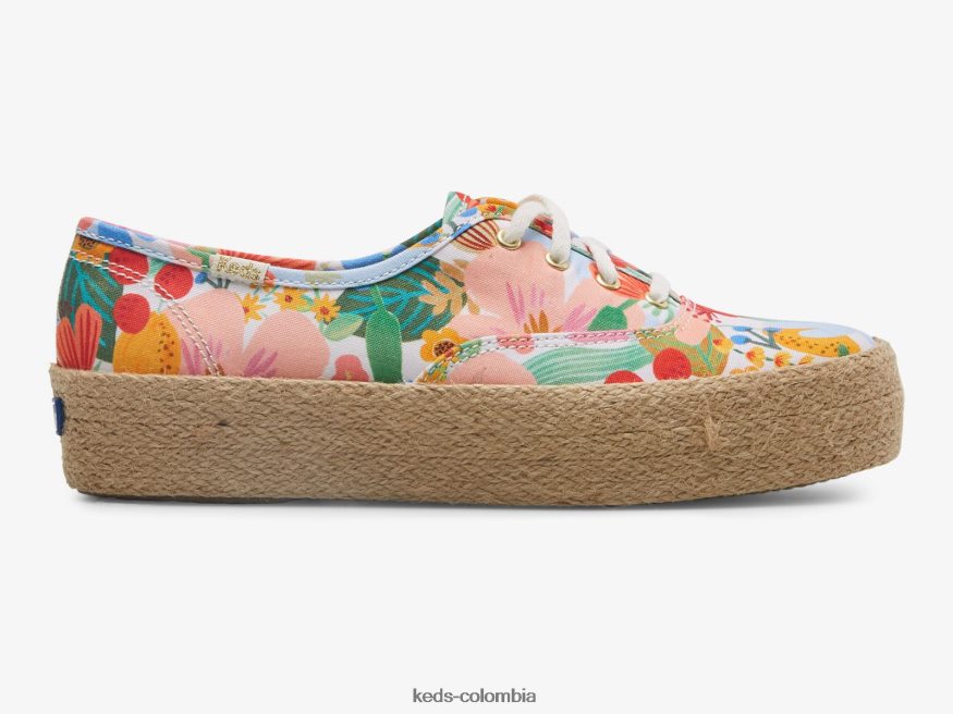 RF0RND182 la plataforma de yute sicilia blanco multicolor mujer Keds x Rifle Paper Co.
