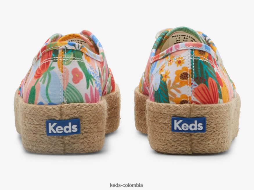 RF0RND182 la plataforma de yute sicilia blanco multicolor mujer Keds x Rifle Paper Co.