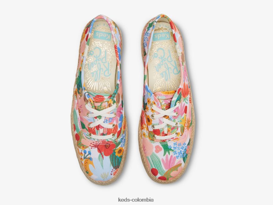RF0RND182 la plataforma de yute sicilia blanco multicolor mujer Keds x Rifle Paper Co.