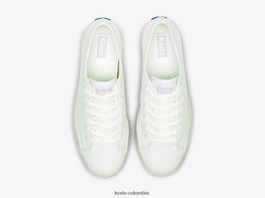 RF0RND184 zapatillas triple up de lona con rayas foxing lila blanca mujer Keds