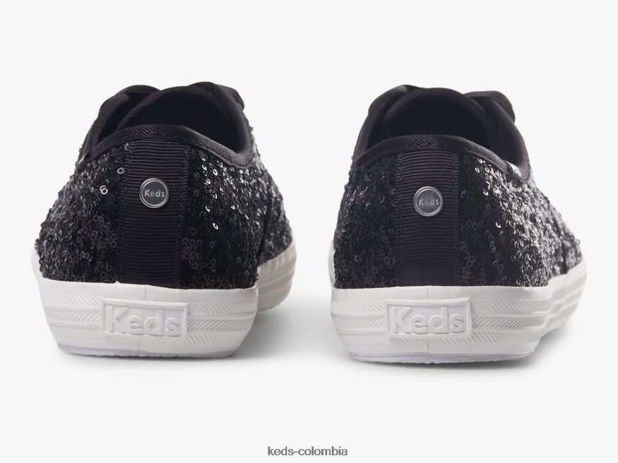 RF0RND187 tenis de celebración con lentejuelas campeones negro mujer Keds