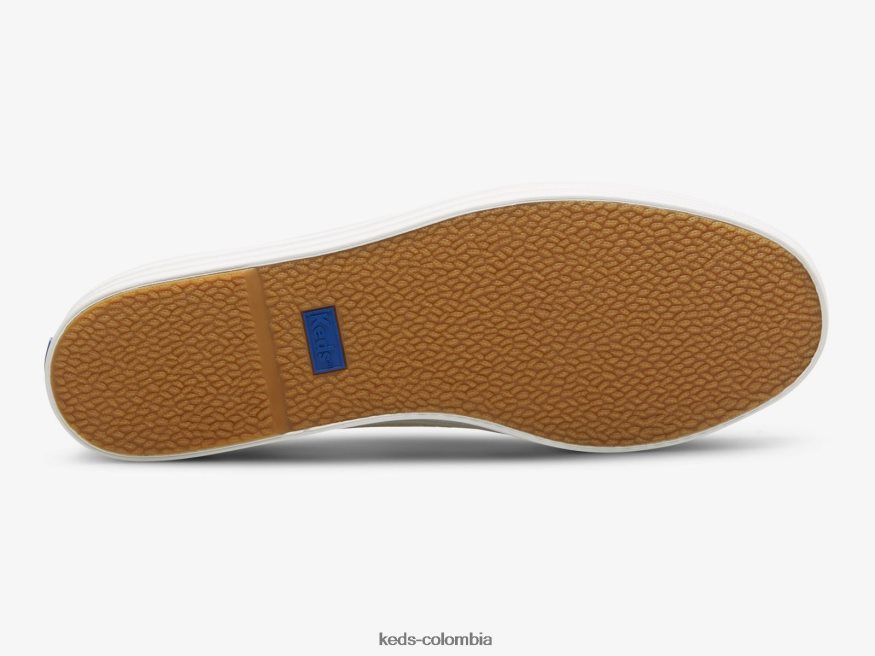 RF0RND189 zapatillas triples de tejido metalizado oro natural mujer Keds