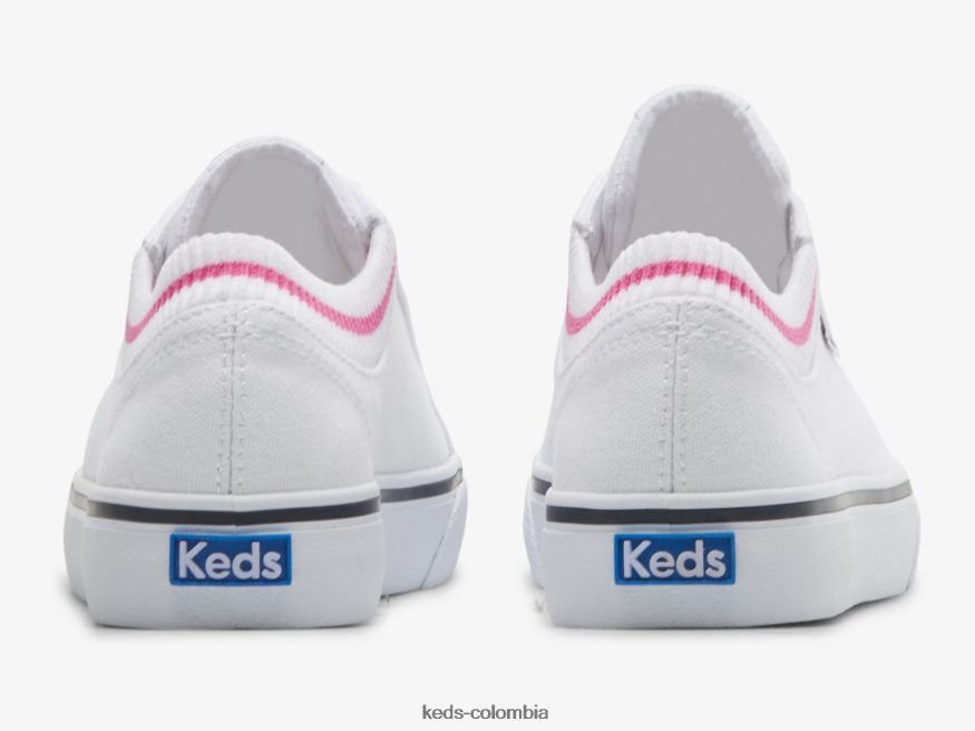 RF0RND192 zapatillas jump kick de canalé con cuello tejido blanco rosa mujer Keds