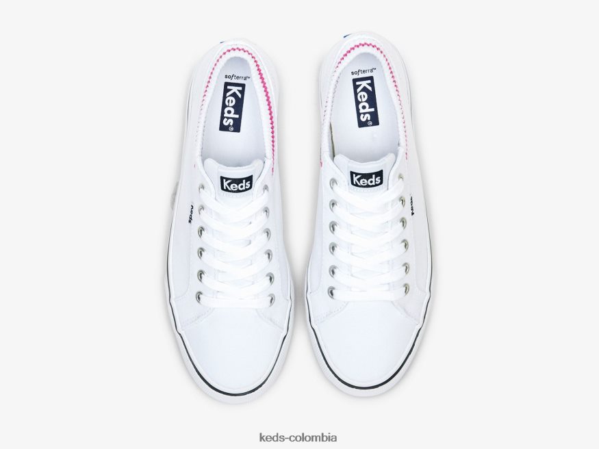 RF0RND192 zapatillas jump kick de canalé con cuello tejido blanco rosa mujer Keds