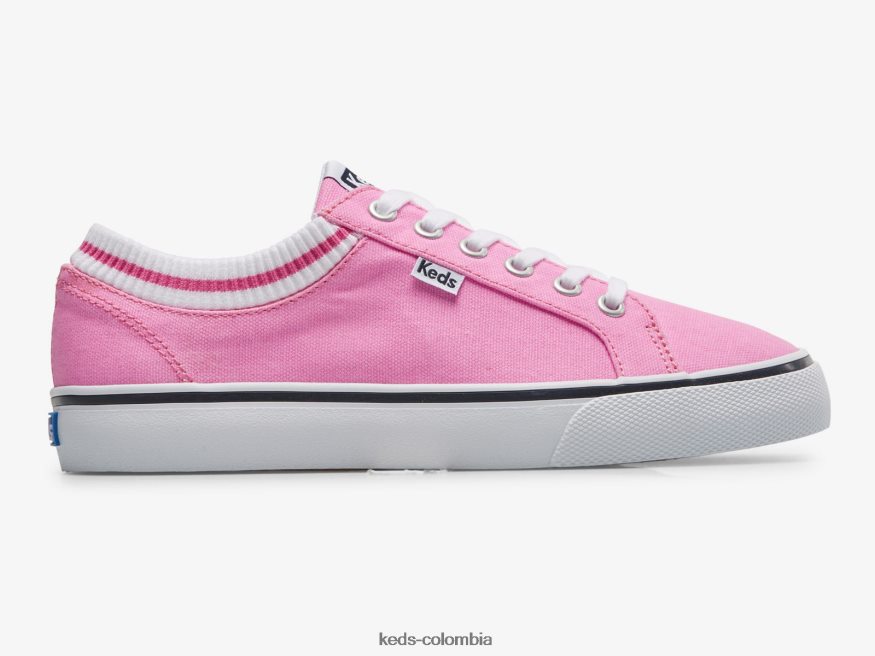 RF0RND193 zapatillas jump kick de canalé con cuello tejido Rosa neón mujer Keds