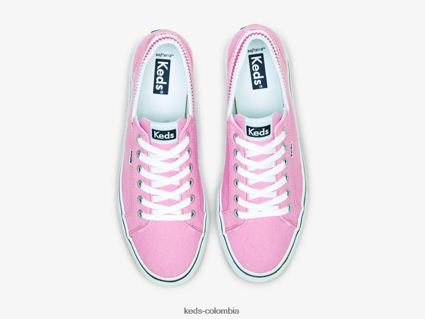 RF0RND193 zapatillas jump kick de canalé con cuello tejido Rosa neón mujer Keds