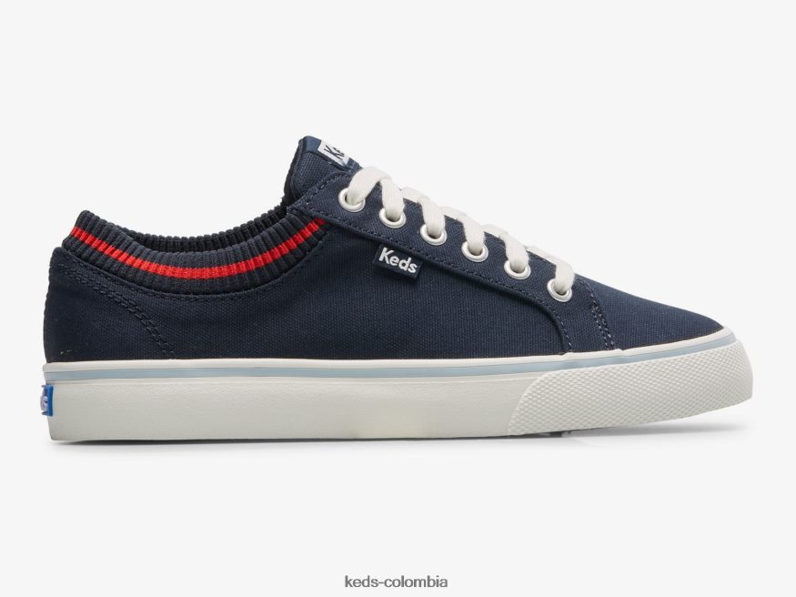 RF0RND194 zapatillas jump kick de canalé con cuello tejido rojo marino mujer Keds