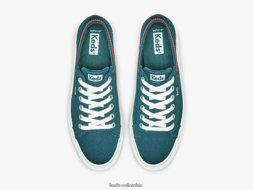 RF0RND194 zapatillas jump kick de canalé con cuello tejido rojo marino mujer Keds