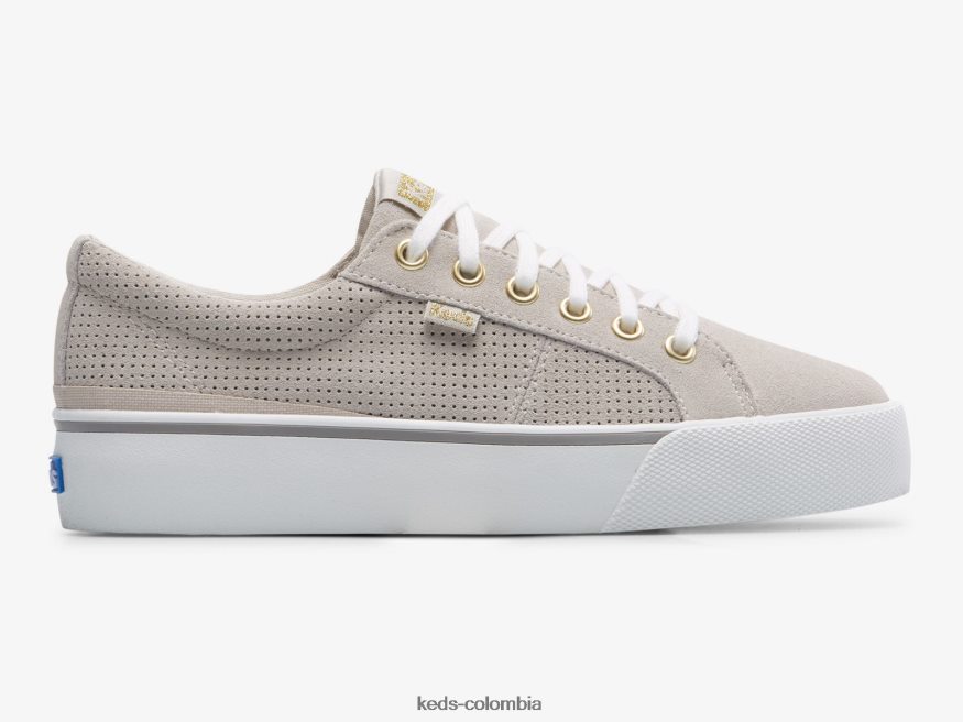 RF0RND195 zapatillas Jump Kick Duo de gamuza perforada gris mujer Keds
