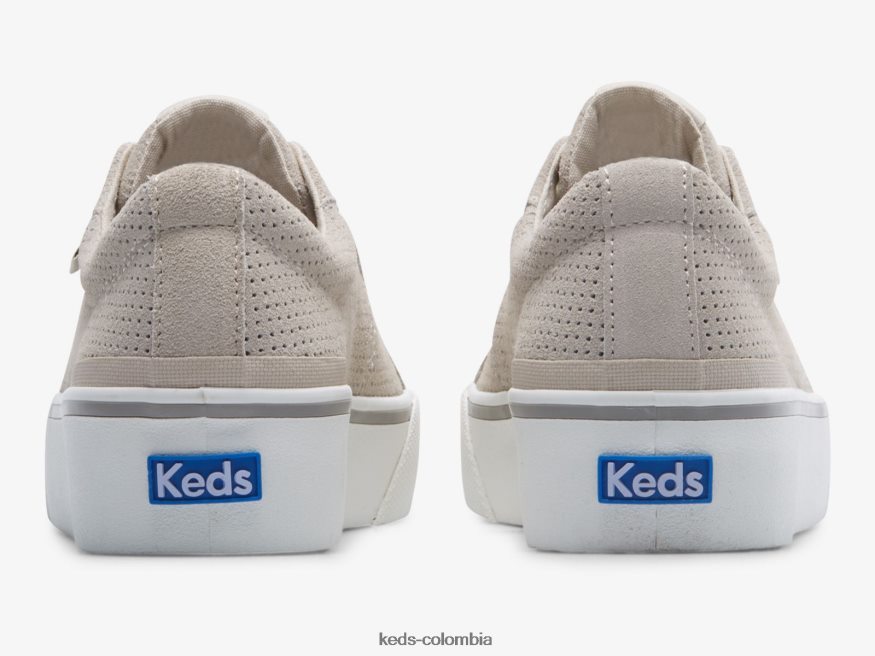 RF0RND195 zapatillas Jump Kick Duo de gamuza perforada gris mujer Keds