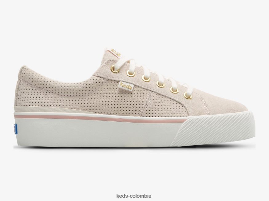 RF0RND196 zapatillas Jump Kick Duo de gamuza perforada Rosa claro mujer Keds