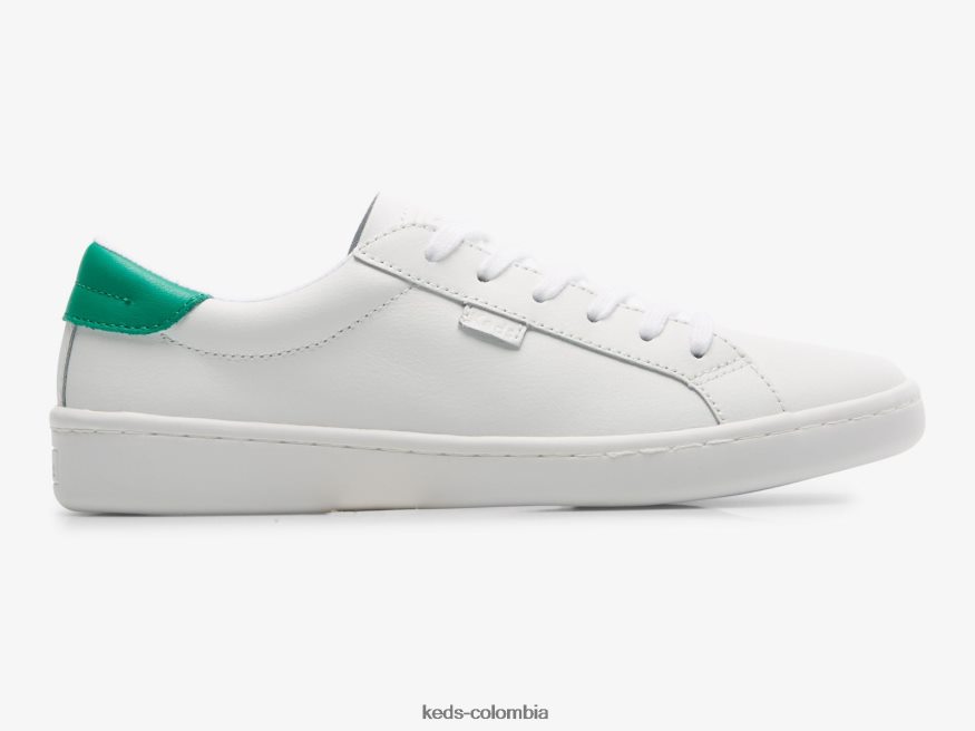 RF0RND197 zapatillas ace de cuero blanco verde mujer Keds