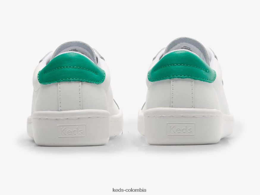 RF0RND197 zapatillas ace de cuero blanco verde mujer Keds