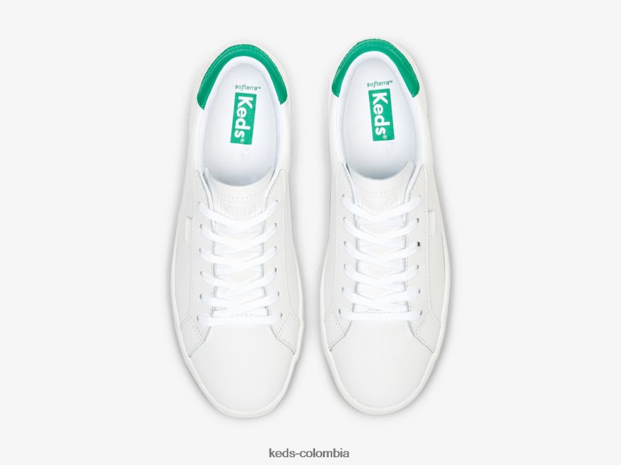 RF0RND197 zapatillas ace de cuero blanco verde mujer Keds