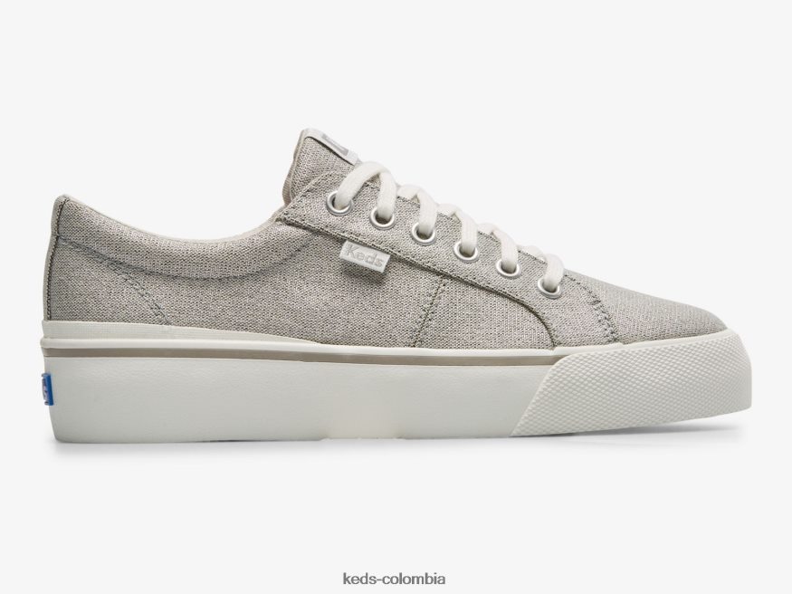 RF0RND200 Zapatilla Jump Kick Duo de tela metalizada plata mujer Keds