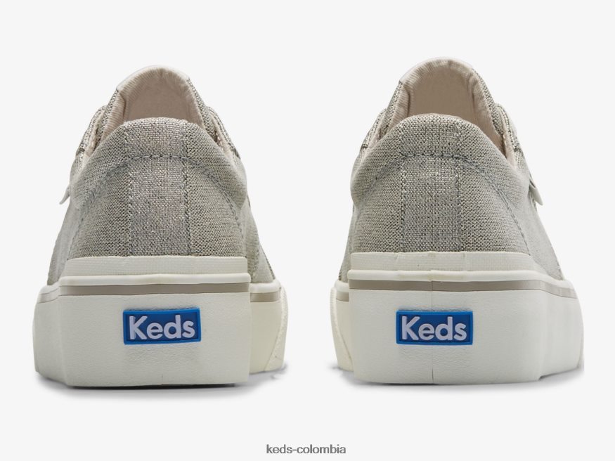 RF0RND200 Zapatilla Jump Kick Duo de tela metalizada plata mujer Keds
