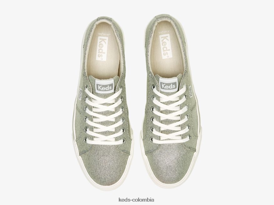 RF0RND200 Zapatilla Jump Kick Duo de tela metalizada plata mujer Keds