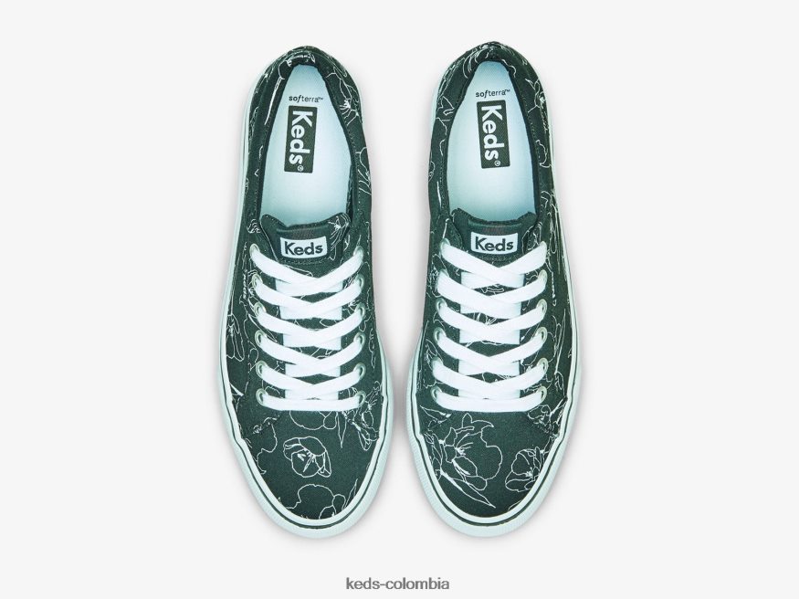 RF0RND201 zapatilla floral dibujada a mano de lona jump kick blanco negro mujer Keds