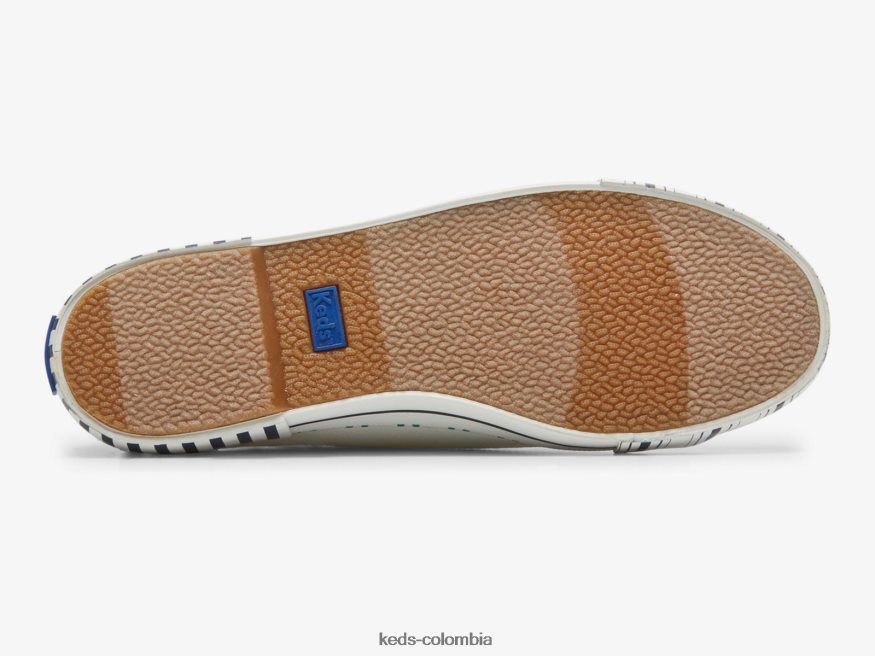 RF0RND203 tenis kickstart con rayas naval Blanca mujer Keds
