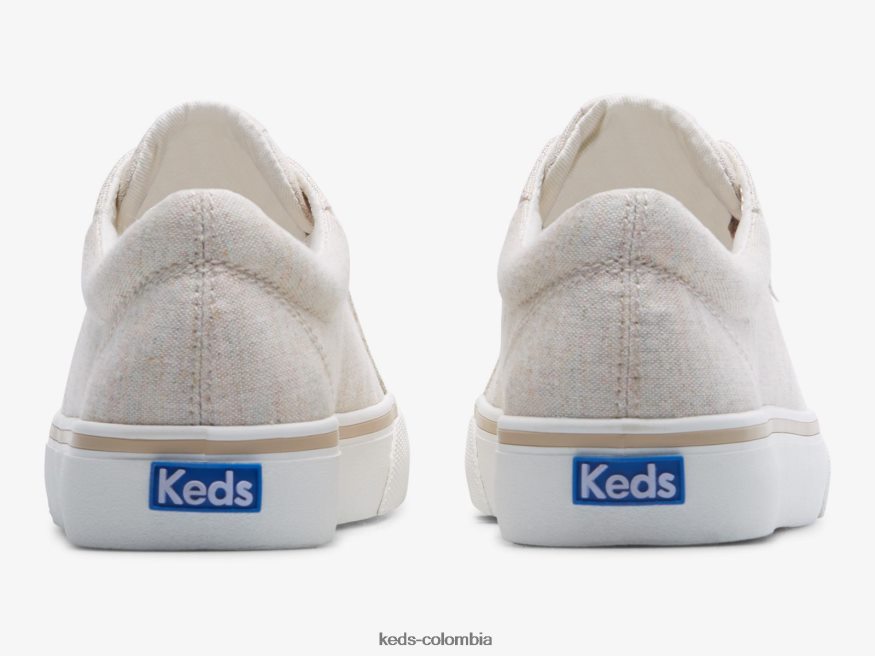 RF0RND204 zapatillas jump kick de lino con motas avena mujer Keds