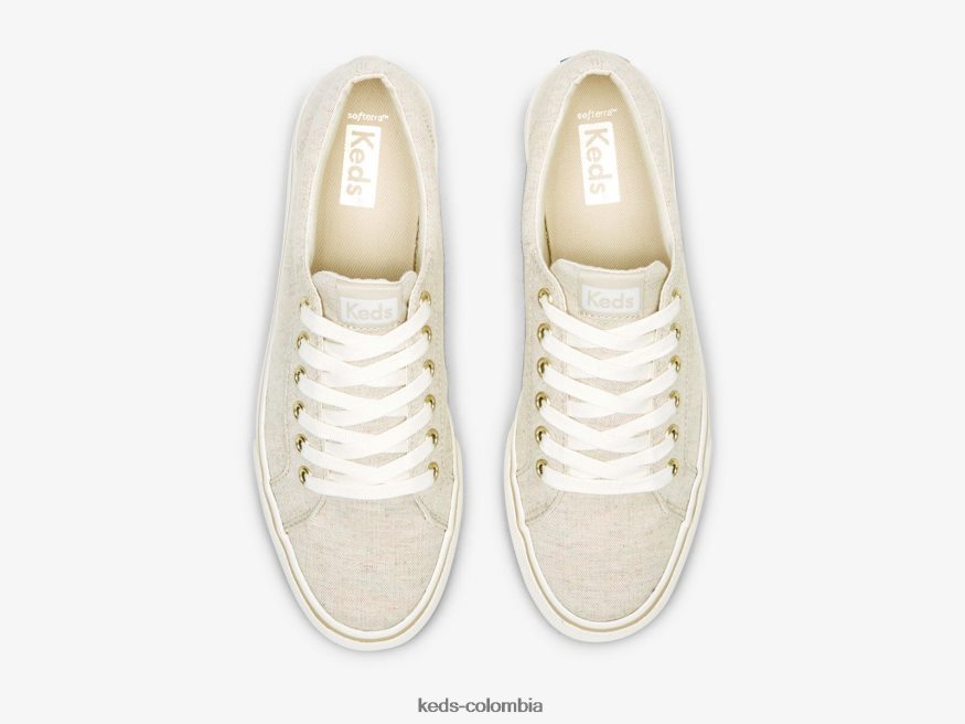 RF0RND204 zapatillas jump kick de lino con motas avena mujer Keds