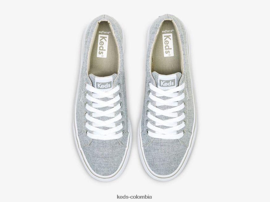 RF0RND205 Zapatilla estática lineal Jump Kick de tela gris mujer Keds