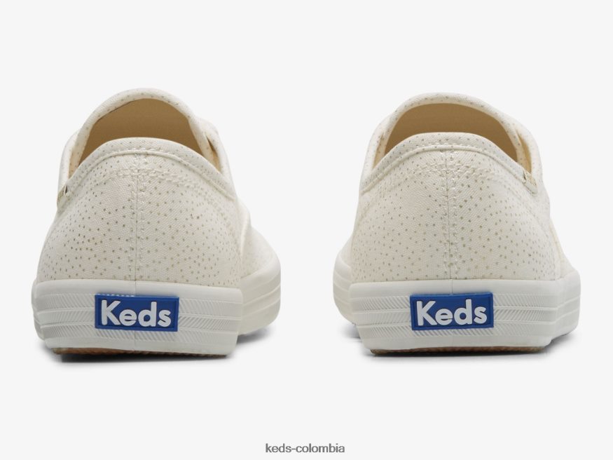 RF0RND209 tenis Champion de lona con estampado de lunares Oro blanco mujer Keds