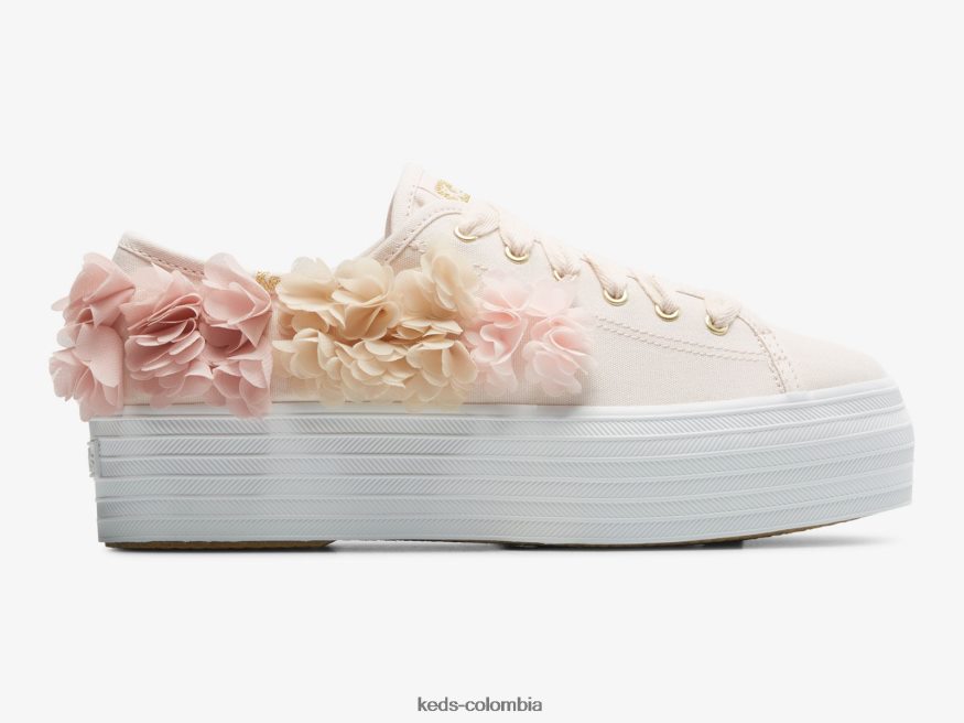 RF0RND210 Zapatilla de deporte Triple Up con apliques florales Celebrations rosa mujer Keds