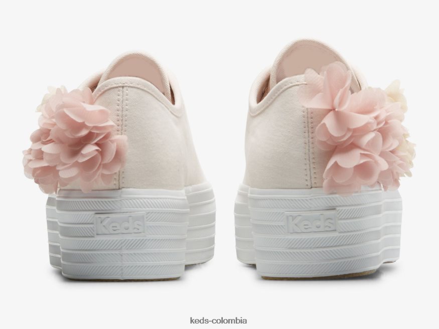RF0RND210 Zapatilla de deporte Triple Up con apliques florales Celebrations rosa mujer Keds