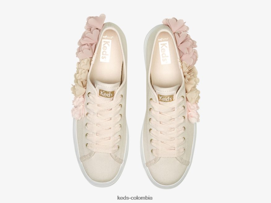 RF0RND210 Zapatilla de deporte Triple Up con apliques florales Celebrations rosa mujer Keds