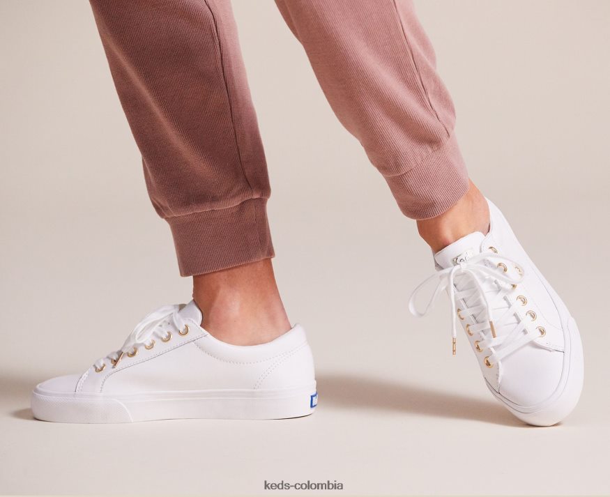 RF0RND84 zapatillas jump kick de cuero Oro blanco mujer Keds
