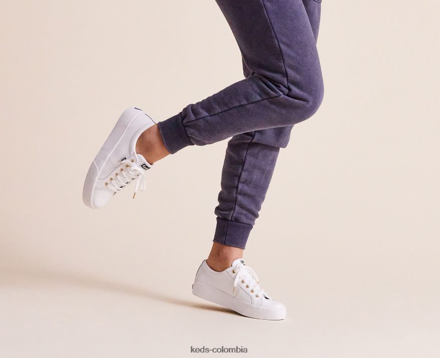 RF0RND85 zapatillas jump kick duo de cuero blanco mujer Keds