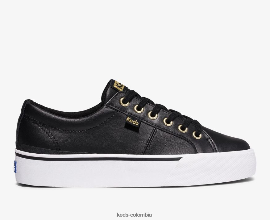 RF0RND86 zapatillas jump kick duo de cuero negro mujer Keds
