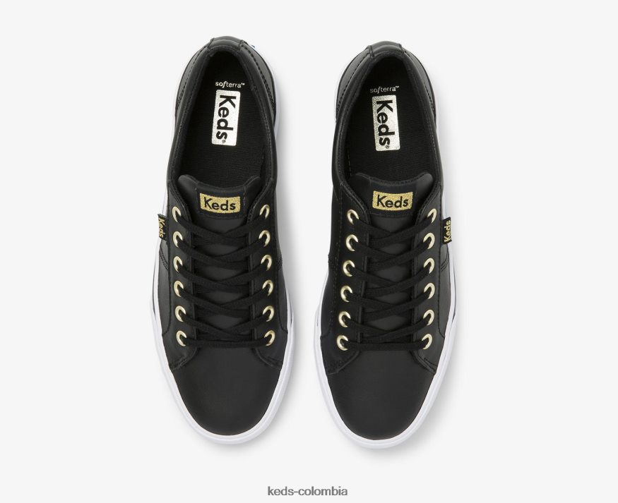 RF0RND86 zapatillas jump kick duo de cuero negro mujer Keds