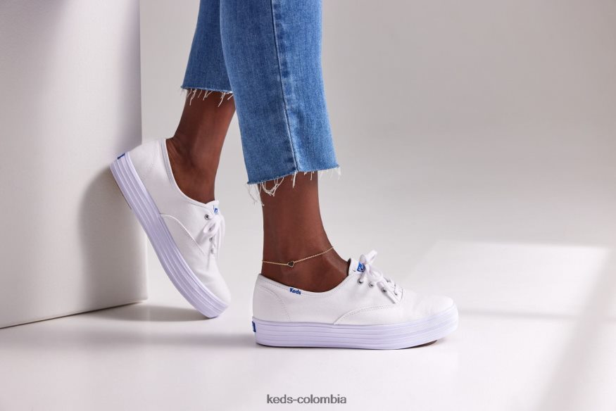 RF0RND87 la zapatilla de lona con plataforma blanco mujer Keds
