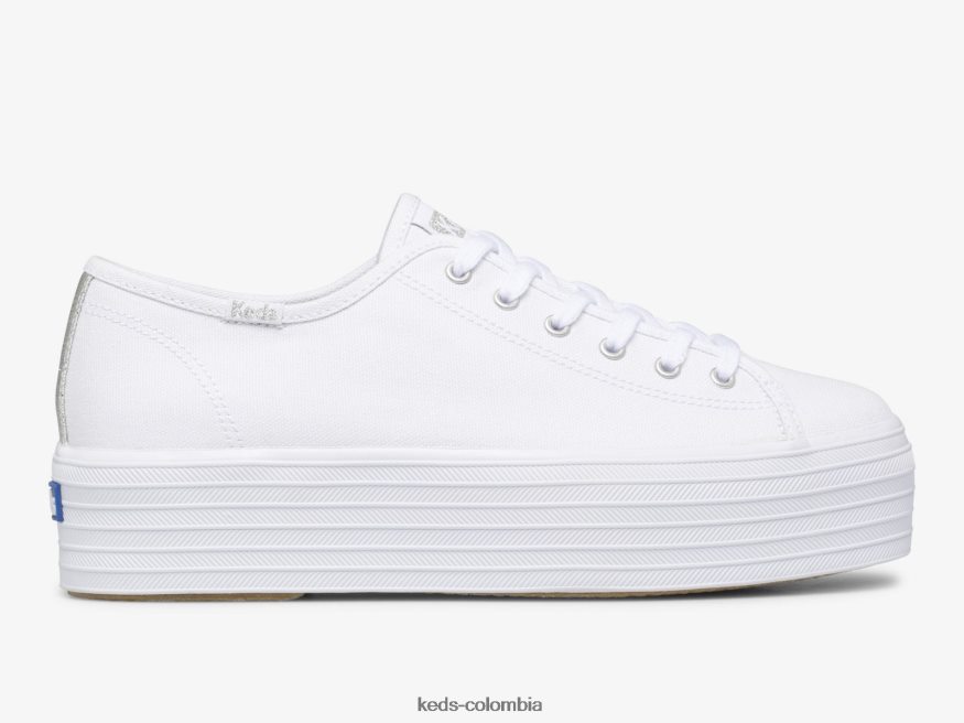 RF0RND89 zapatillas triple up de lona blanco mujer Keds