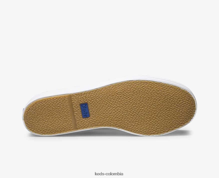 RF0RND90 zapatillas triples de cuero blanco mujer Keds