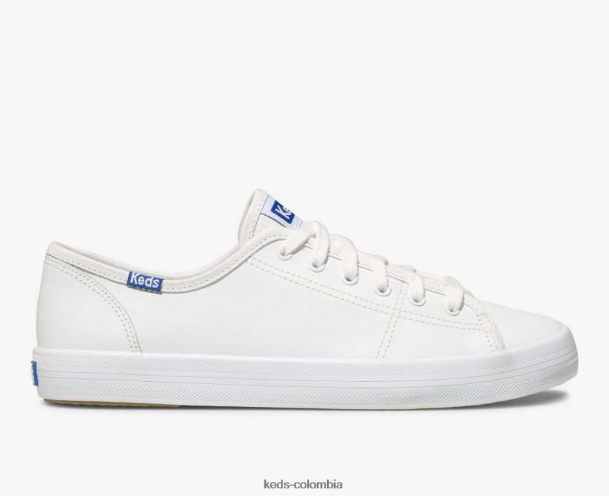 RF0RND91 zapatillas kickstart de piel blanco azul mujer Keds