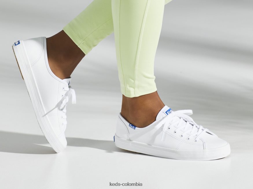 RF0RND91 zapatillas kickstart de piel blanco azul mujer Keds