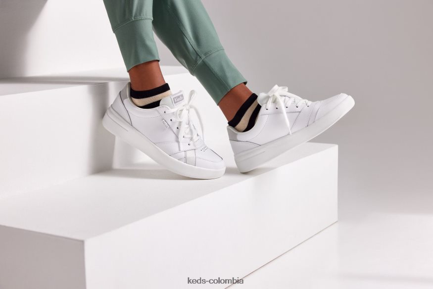 RF0RND98 zapatillas de cuero corte blanco mujer Keds