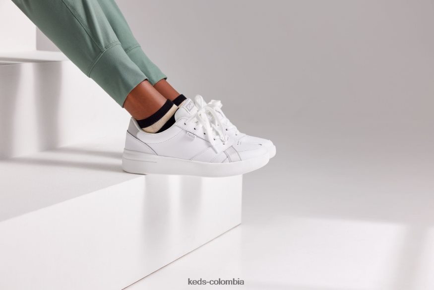 RF0RND98 zapatillas de cuero corte blanco mujer Keds