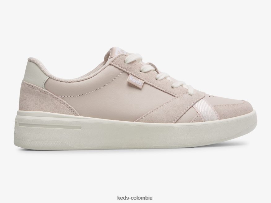 RF0RND99 zapatilla the court de piel y ante rosa claro blanco mujer Keds