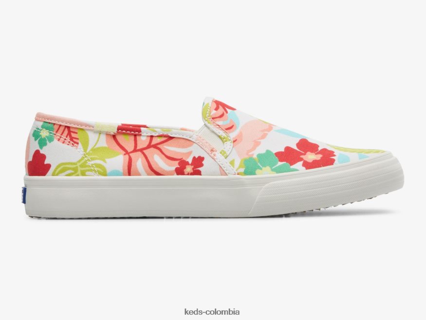 RF0RND13 zapatilla sin cordones con estampado tropical de dos pisos coral blanco mujer Keds
