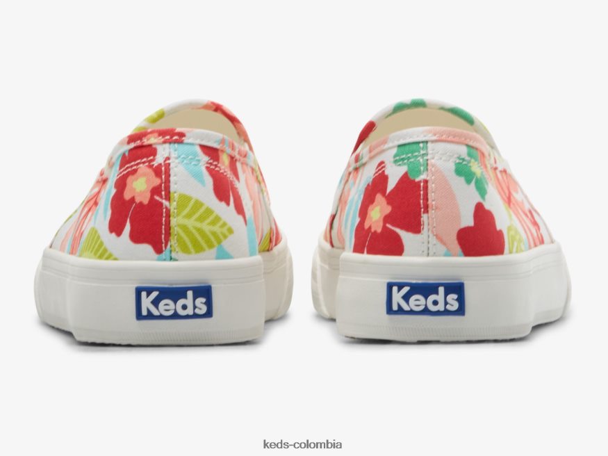 RF0RND13 zapatilla sin cordones con estampado tropical de dos pisos coral blanco mujer Keds