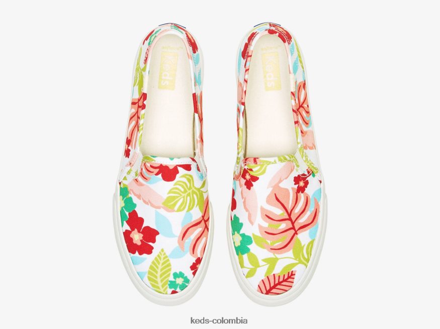 RF0RND13 zapatilla sin cordones con estampado tropical de dos pisos coral blanco mujer Keds