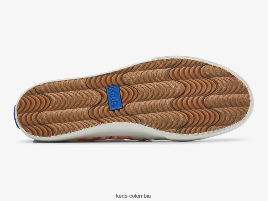 RF0RND13 zapatilla sin cordones con estampado tropical de dos pisos coral blanco mujer Keds