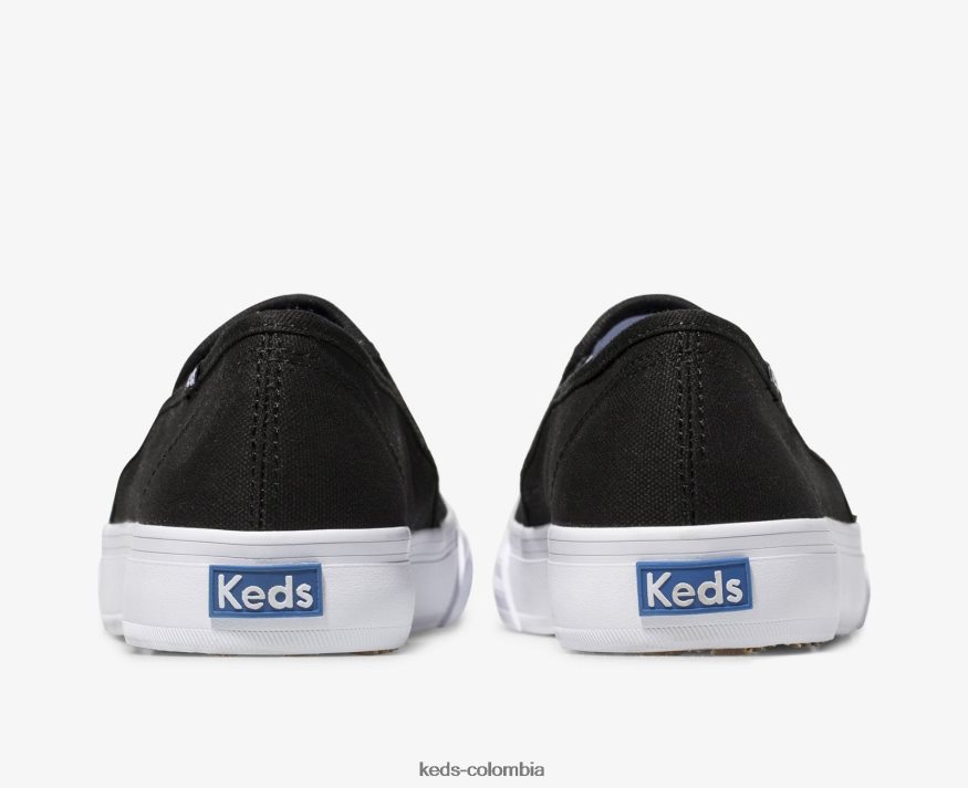 RF0RND1 tenis de lona de dos pisos sin cordones negro mujer Keds